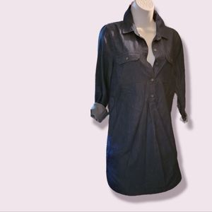 (Hold) Tunic Shirt Dress Lightweight Cotton Chambray Dress Dark Denim Color